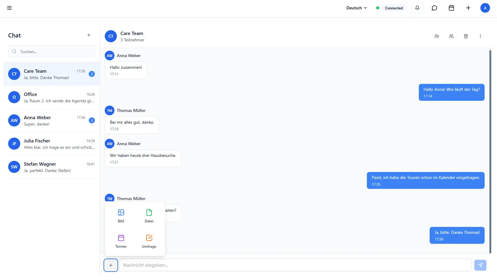 Team chat interface