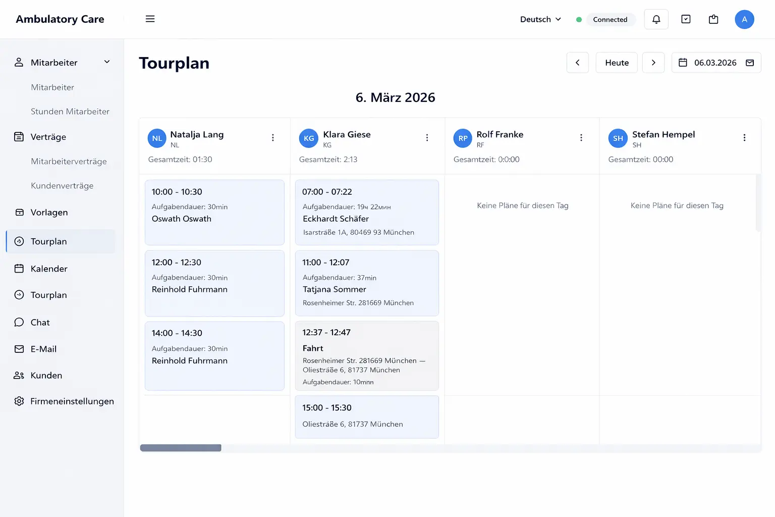 Daily route planning interface