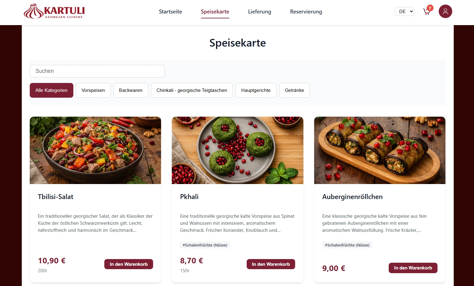 Menu and online ordering detail crop