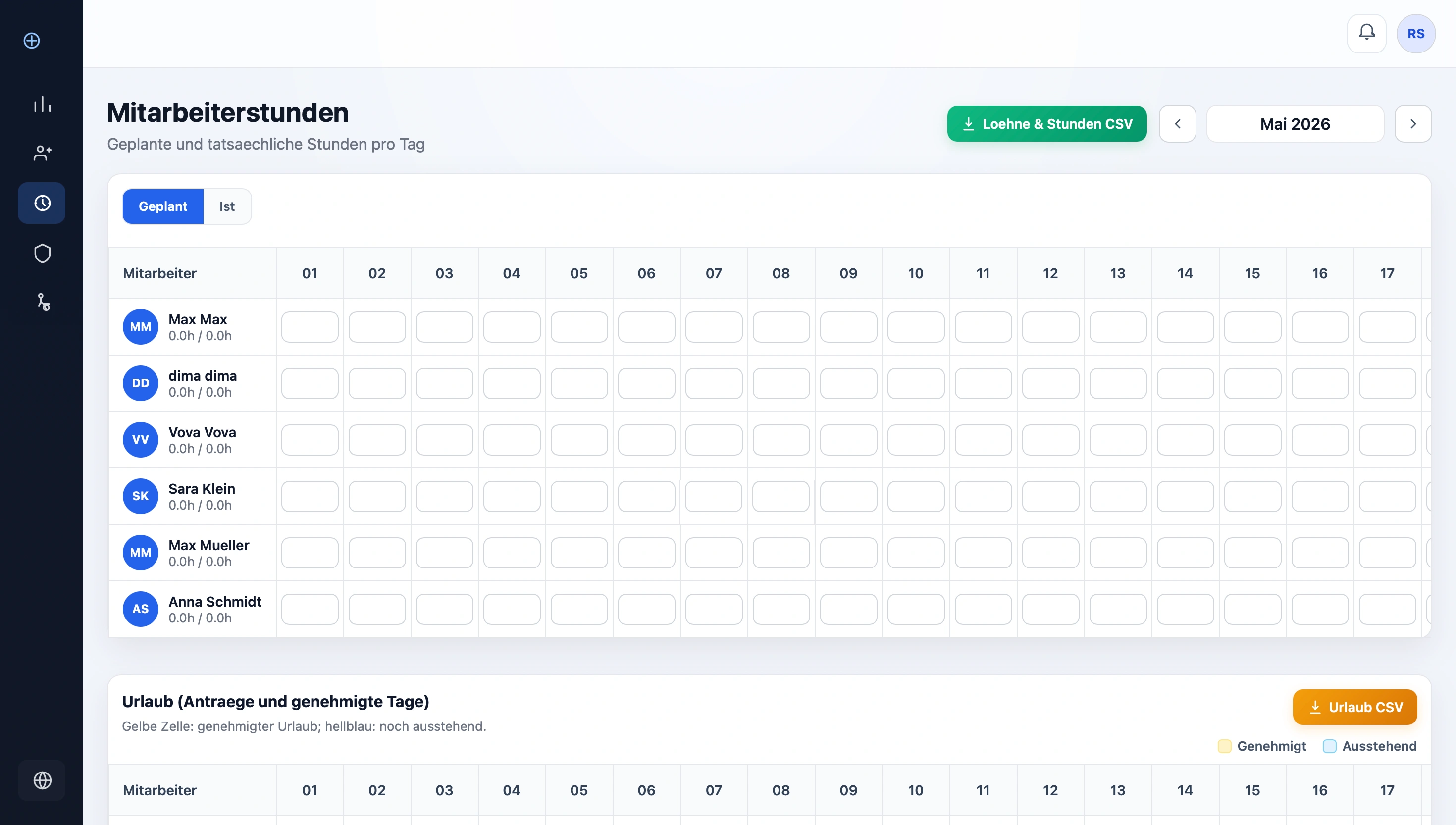 Payroll and accounting export interface