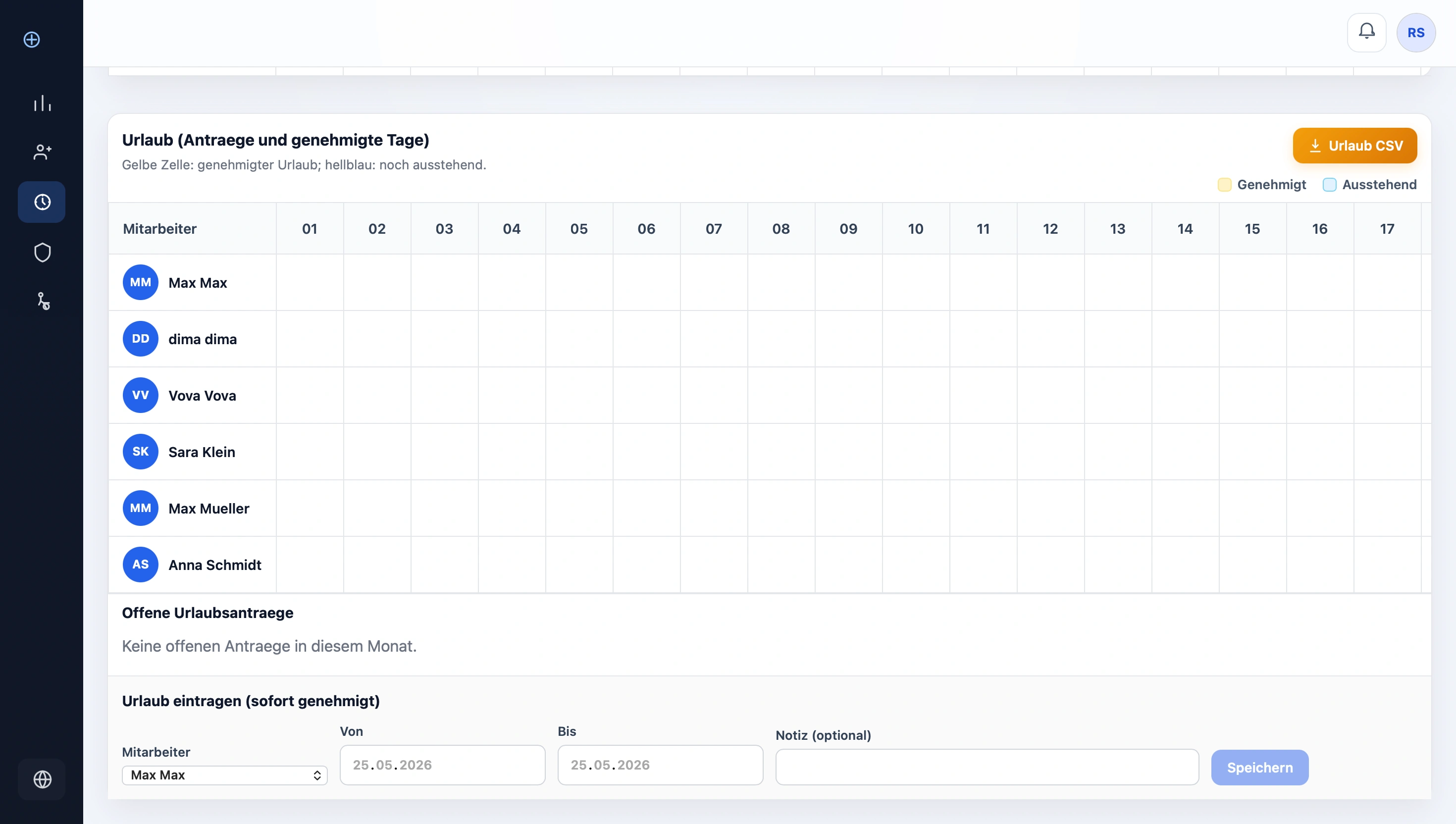 Vacation and absence workflow interface